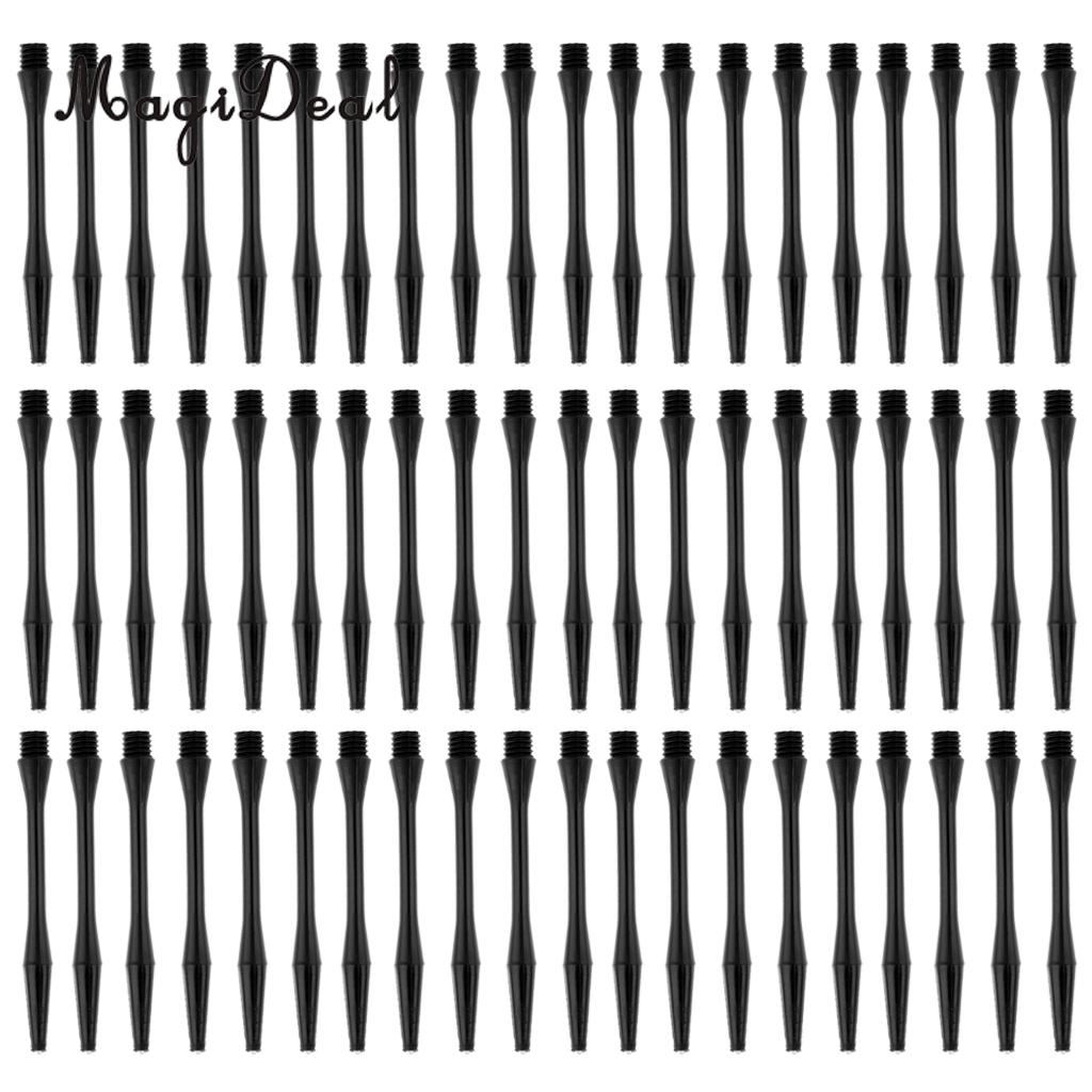 MagiDeal 60 Pcs 54mm Thread Plastic Re-Grooved Dart Stems Shafts Black