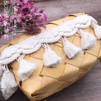 1Y помпон отделка шар широкий 6 см лента с бахромой шитье бежево-белое кружево вязаная ткань бисер ручной работы аксессуары для рукоделия