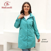 HaiLuoZi пальто для женщин Hood Высококачественная Женская ветровка средней длины, женская простая однотонная одежда 9671