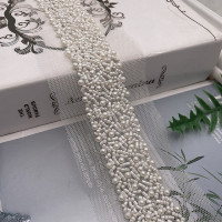 85 см черный белый жемчуг с Бисером кружевная отделка воротник ленты африканские Кружева Швейные материалы ремесла для одежды ремни свадебное платье