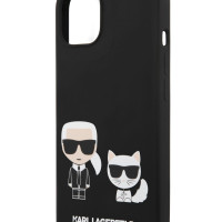 Чехол Karl Lagerfeld накладка для Apple iPhone 13 / на Айфон 13 / бампер / кейс силиконовый ультратонкий Liquid silicone Karl & Choupette, черный