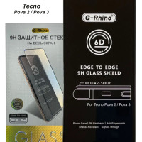 Защитное стекло G-Rhino для Tecno Pova 2 и Pova 3 / 6.95" / Premium Glass (закругленные края, полная проклейка)