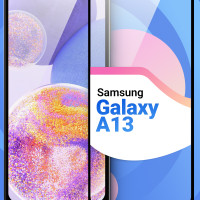 Защитное противоударное стекло для телефона Samsung Galaxy A13 / Полноэкранное стекло 9H на смартфон Самсунг Галакси А13 / Стекло на весь экран c черной рамкой