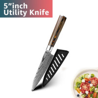 Кухонный нож шеф-повара 7CR17 440C, японские резцы из высокоуглеродистой нержавеющей стали с лазерной шлифовкой, имитация Дамасского Клинка