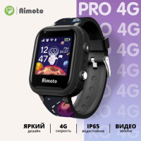 Умные часы для детей Aimoto Pro 4G Космос / детские смарт часы с GPS геолокацией / умные часы телефон / звонки на разрешенные номера / антиспам / обратный звонок / будильник / камера / кнопка SOS / собственная SIM-карта / батарея 750 мАч