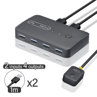 USB KVM переключатель 2 в 4 выход USB 2,0