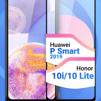 Защитное противоударное стекло для телефона Honor 10i, 10 Lite, 20i и Huawei P Smart 2019 / Полноэкранное стекло 9H на смартфон Хонор 10i, 10 Лайт, 20i и Хуавей П Смарт 2019