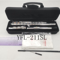 Высококачественная Серебряная флейта YFL211SL модель музыкальный инструмент флейта 16 на C настройке и E-Key профессиональная бесплатная музыкальная флейта
