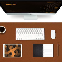 Настольный коврик для клавиатуры и мыши, защитный, большой, водонепроницаемый, кожаный, на рабочий стол для офиса и дома, 40 см х 80 см, коричневый