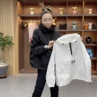 歐貨三角標女裝半拉鍊套頭衝鋒衣外套春秋美式機能風工裝衛衣夾克