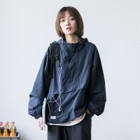 Epicsocotra自制日系登山連帽寬鬆戶外衝鋒外套 男女加絨套頭夾克