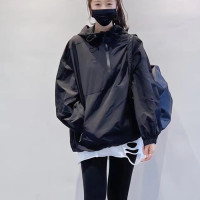 港風秋季新款連帽薄款女外套設計感拉鍊長袖工裝時尚衝鋒夾克上衣