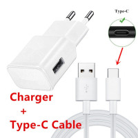 Сетевое зарядное устройство USB, 5В, 2А, USB кабель, Type-C, 1 м, белый, подходит для Samsung Galaxy Feel 2, A51, A50, A70, A20, A91, S8, S9, A71, S21