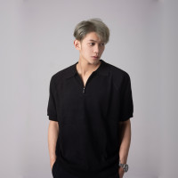 LINYILUCK/夏季寬鬆休閒痞帥短袖T恤男韓風翻領拉鍊polo衫半袖潮