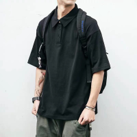 美式工裝夏季polo衫男港風潮牌日系復古翻領上衣休閒寬鬆短袖T恤