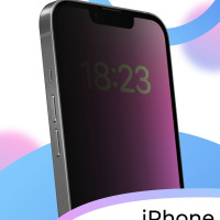 Полноэкранное защитное стекло антишпион для телефона Apple iPhone 13 , 13 Pro и 14 / Противоударное приватное стекло на смартфон Эпл Айфон 13, 13 Про и 14 / C черной рамкой