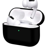 Силиконовый чехол (футляр) для наушников Apple AirPods Pro/ кейс на аирподс про, цвет черный