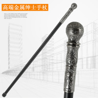 銀色創意圓頭柄手杖國王權杖漫展cos走秀道具金屬紳士文明棍柺杖