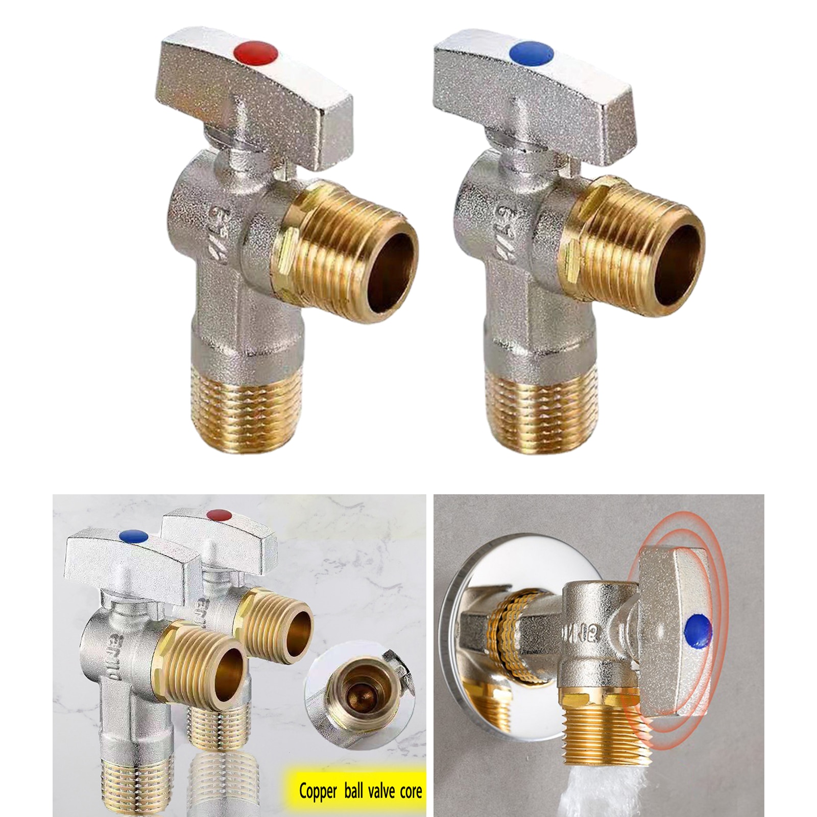 Brass Flow Angle Value Plumbing Fitting Triangle Valve Water Valve Angle Stop Valve for Faucet Bathroom Toilet Sink