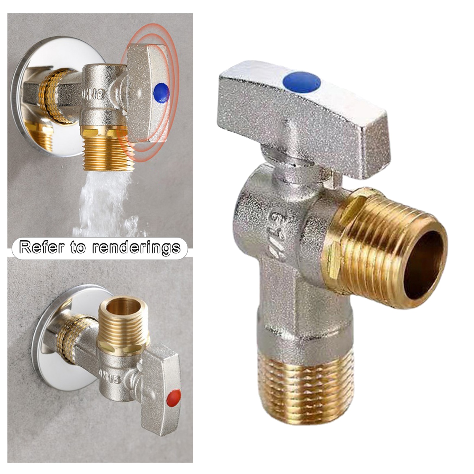 Brass Flow Angle Value Plumbing Fitting Triangle Valve Water Valve Angle Stop Valve for Faucet Bathroom Toilet Sink