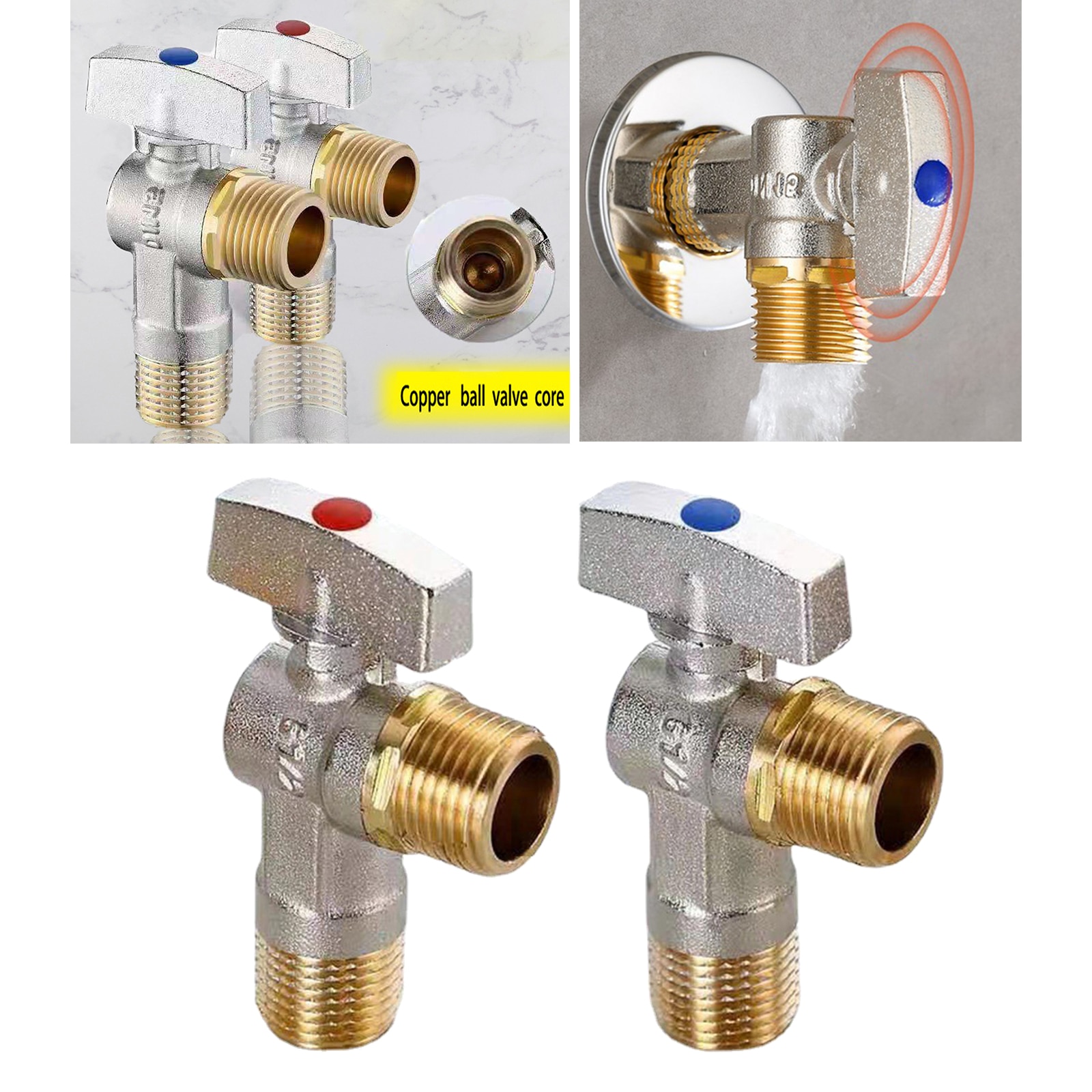 Brass Flow Angle Value Plumbing Fitting Triangle Valve Water Valve Angle Stop Valve for Faucet Bathroom Toilet Sink