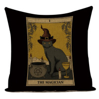 Наволочка для подушки с рисунком карты Таро, декоративный чехол для подушки с изображением собаки Шарпея, ретро, кошки, домашнего дивана, льняной чехол, подушки с принтом