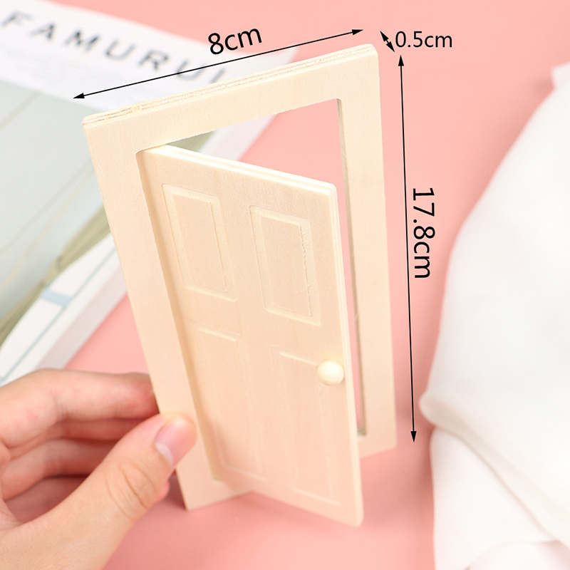 1 Pc 1/12 Scale Miniature Interior Wooden Door DIY Dollhouse Furniture Accessories