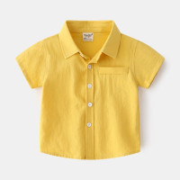 Однотонные Детские рубашки, хлопковая льняная ткань, летний наряд для малышей, детские топы, футболки для мальчиков, детская одежда