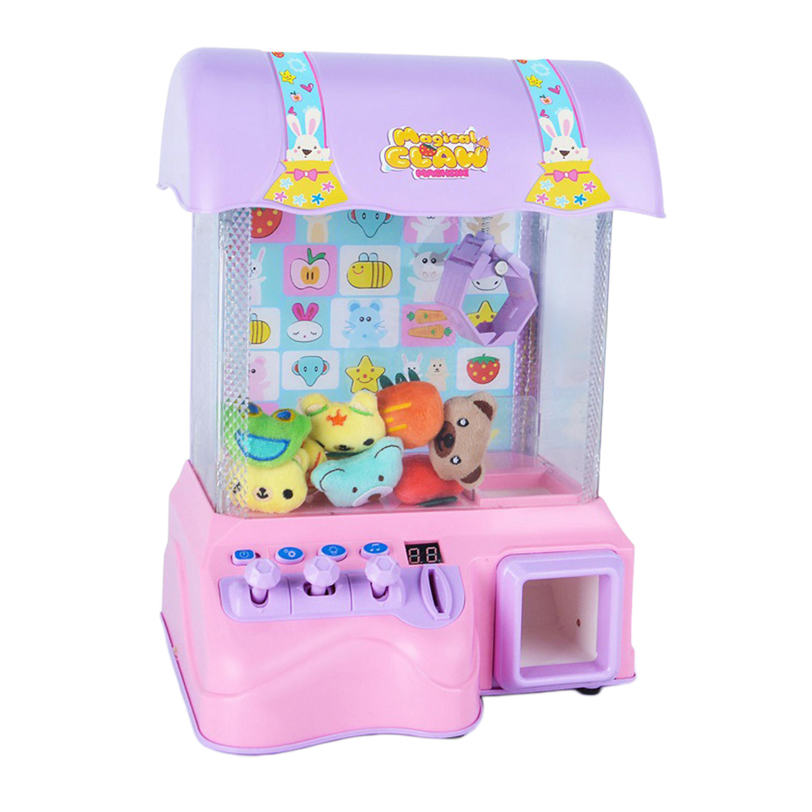 Mini Electric Claw Machine Fun Play Coin Game Doll Machine Vending Grabber Catcher Toy Playset w/ Light & Sound Children Gifts