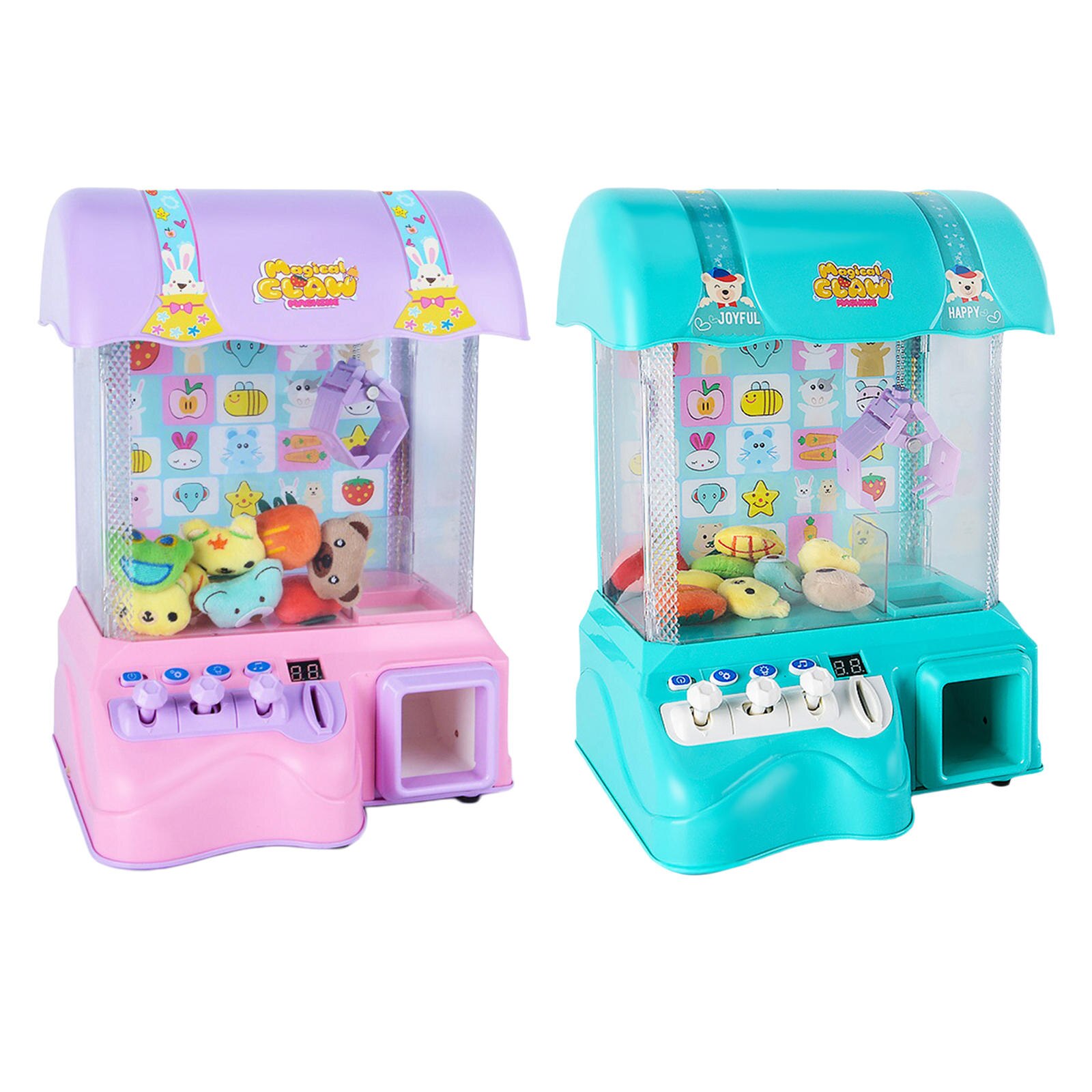 Mini Electric Claw Machine Fun Play Coin Game Doll Machine Vending Grabber Catcher Toy Playset w/ Light & Sound Children Gifts