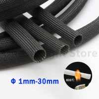 Стекловолоконный Изоляционный Шланг для защиты кабеля при высокой температуре 600 ° C Ø 1 мм-45 мм, черный