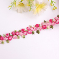 2 ярда вышивка кружева цвет вишни цветок отделка штрих-кода одежда женское шитье ручной работы декоративные аксессуары