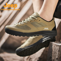 Jeep吉普官方正品徒步鞋低幫戶外防水登山鞋輕便透氣休閒男鞋