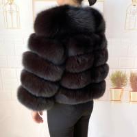 Пальто женское утолщенное из натурального Лисьего меха, длина рукава 50 см, длина 60 см