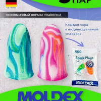 Беруши для сна 5 пар, шумоподавление 35 дБ, Moldex Spark Plugs 7800