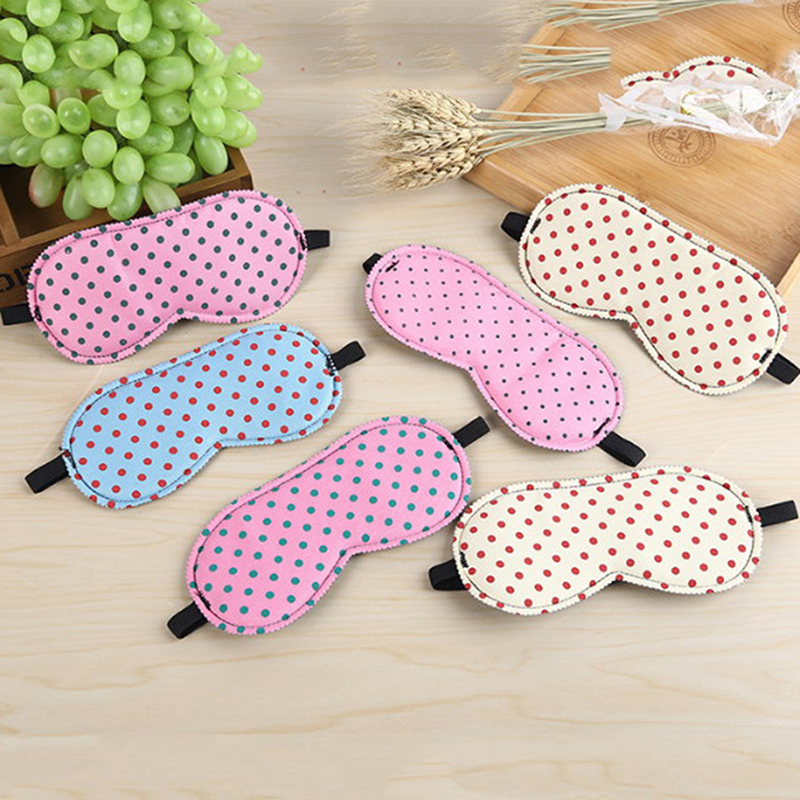 Dot Print Sleeping Eye Mask Portable Soft Travel Sleep Rest Aid Eye Mask Cover Eye Patch Sleeping Mask Case Wholesale Random