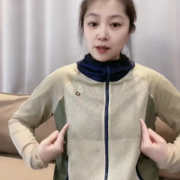 歐貨撞色連帽網格防曬服外套女2023春夏寬鬆百搭抽繩輕薄拉鍊開衫