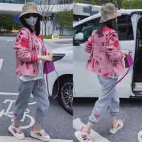 歐洲站女棒球服2023秋裝新款時尚洋派印花小個子短款外套百搭休閒