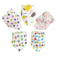 Детские нагрудники 5 шт./лот, 100% хлопок, нагрудники с мультяшным принтом, Слюнявчики, фартук для кормления маленьких мальчиков и девочек, хлопковые банданы, нагрудники для новорожденных