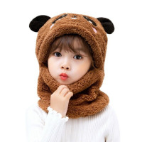 Мультяшная шапка для девочек и мальчиков, шарф, утепленная шапка, двойная флисовая детская зимняя шапка для фотосъемки новорожденных, детские шапки