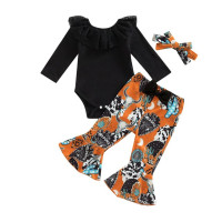 3 шт., Детский комбинезон с длинным рукавом и цветочным принтом