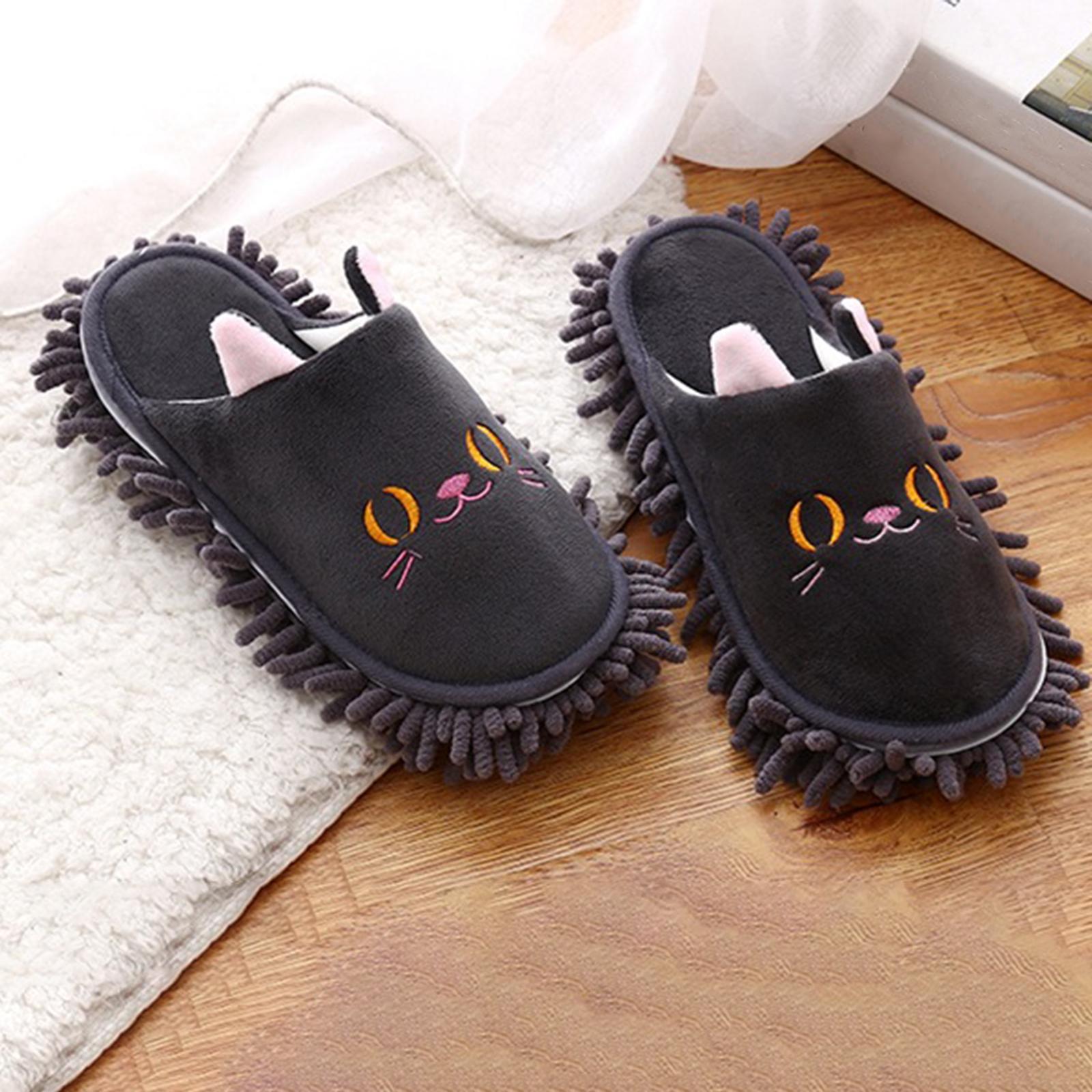 Washable Mop Slippers Shoes Microfiber House Dusting Slippers Cartoon 2x