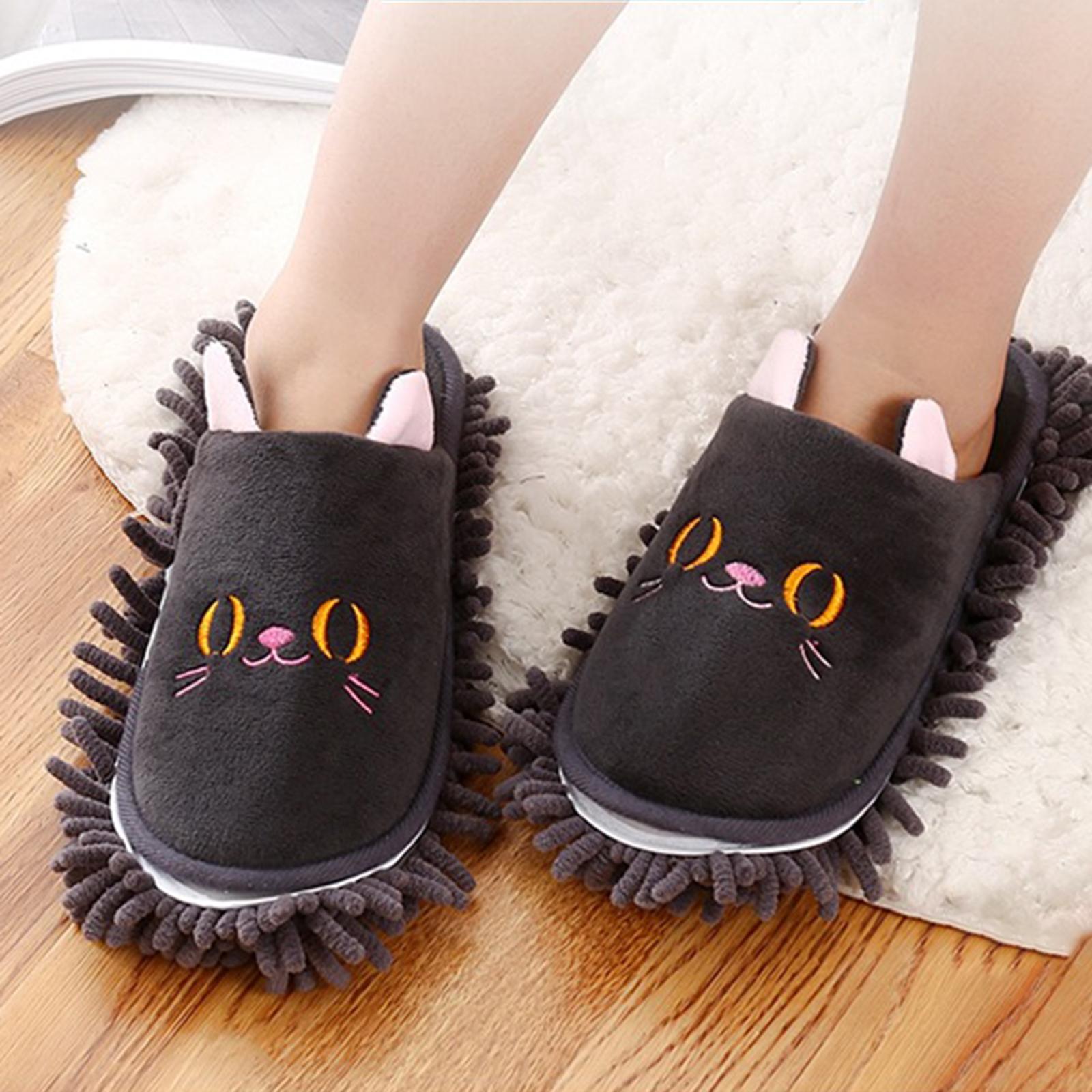 Washable Mop Slippers Shoes Microfiber House Dusting Slippers Cartoon 2x