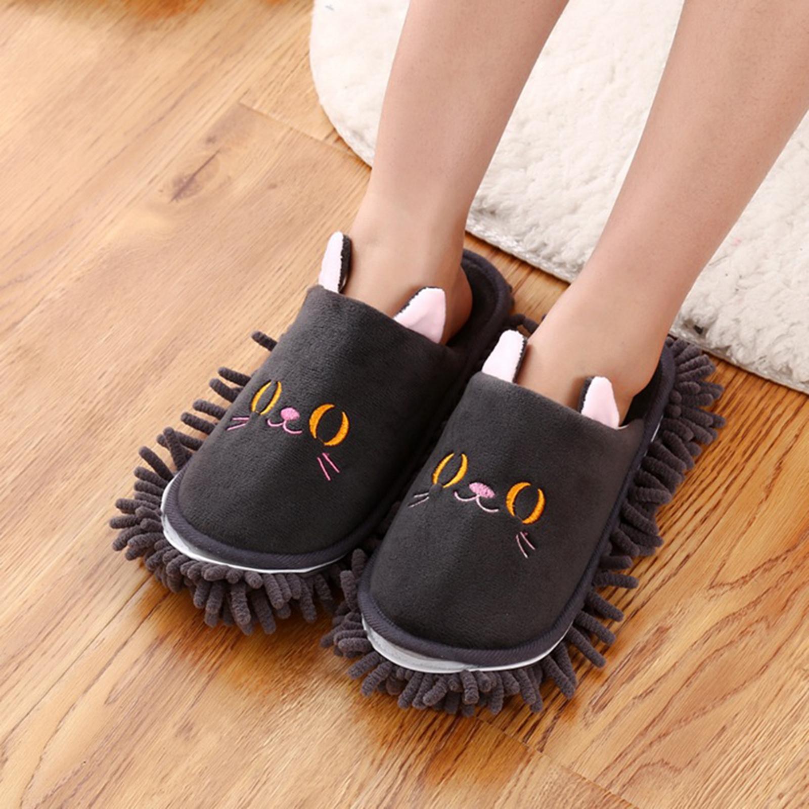 Washable Mop Slippers Shoes Microfiber House Dusting Slippers Cartoon 2x