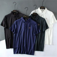 3D蜂窩透氣孔！輕商務高端垂感冰絲T恤 純色百搭短袖翻領POLO衫男