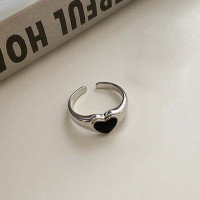 Новинка 2023, модное простое Винтажное кольцо с сердцем, персонализированное регулируемое открытое модное черное кольцо, ювелирные изделия для девушек