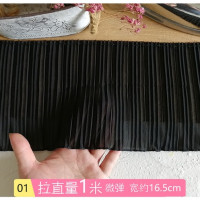 Мягкая шифоновая плиссированная кружевная ткань шириной 17 см, белого и черного цветов, фрикционовая эластичная оборка, отделка для платья, шторы, материал для сращивания