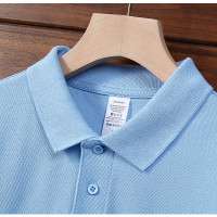 純棉POLO衫短袖夏季男女款商務休閒大尺碼寬鬆藍色翻領潮牌長袖T恤