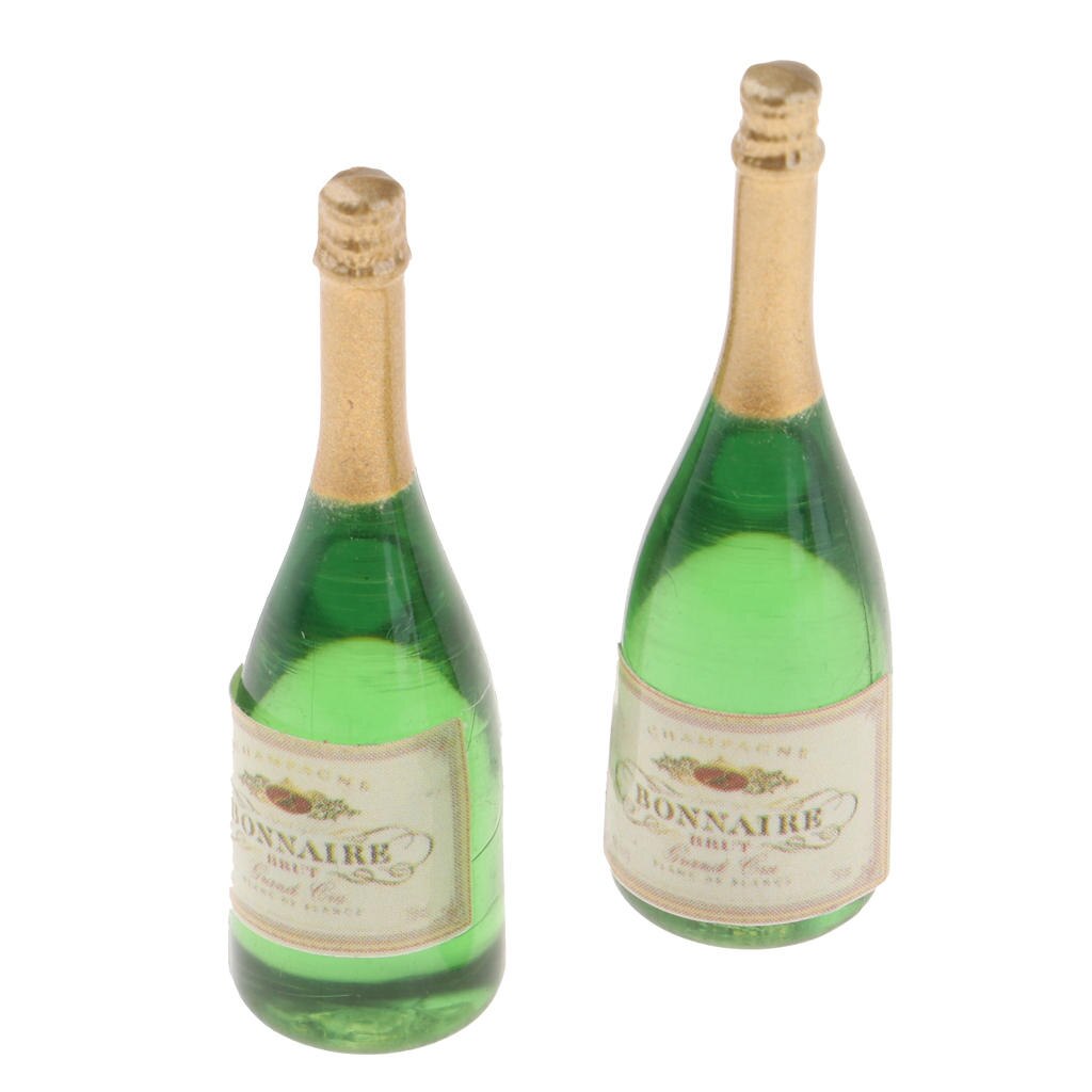 2 Bottles 1/12 Wine Beer Dollhouse Miniature Bar Drink Decor  Kitchen