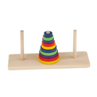 Деревянная головоломка «Башня Ханоя», 10 колец, геометрический штабелер, Детская развивающая игрушка, 10 красочных элементов